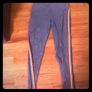 NWOT- Cropped athletic pants with rainbow trim